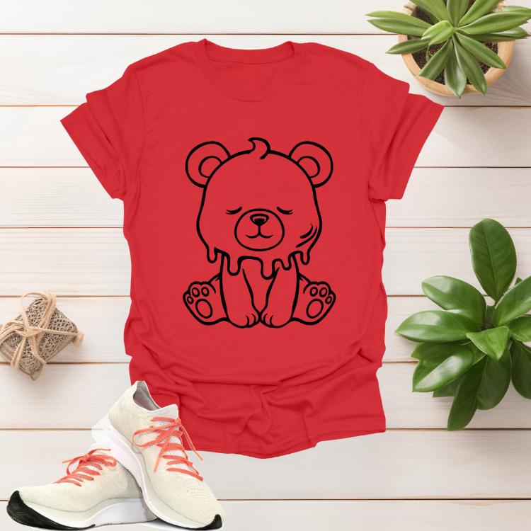Women's Graphic Teddy Print Crew Neck Tee