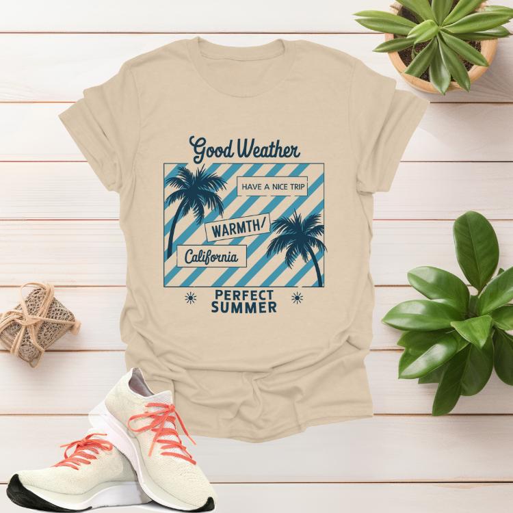 Good Weather, Warmth California Graphic Tee – Laid-back men’s summer T-shirt