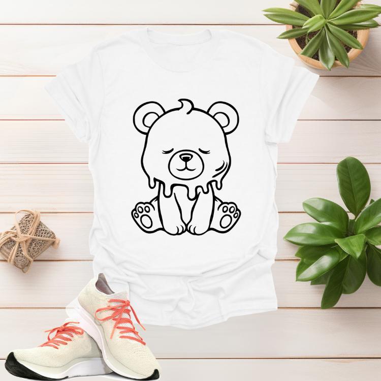 Women's Graphic Teddy Print Crew Neck Tee