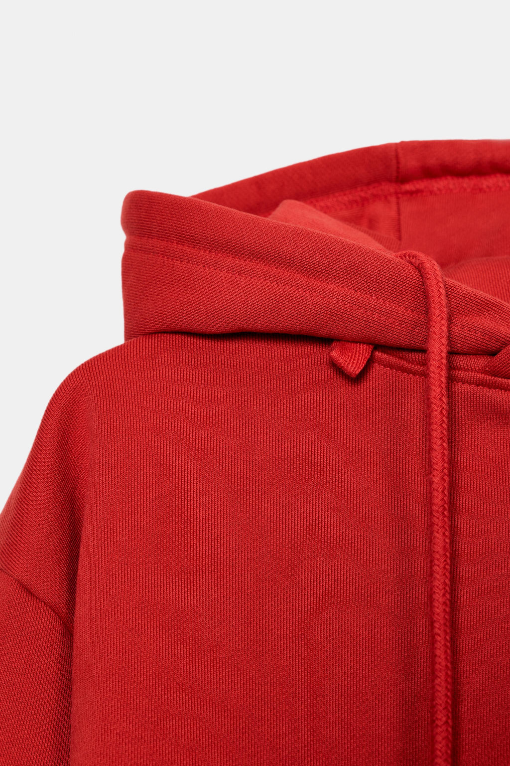 Red Cotton-Blend Oversized Hoodie with Adjustable Drawstring Hood and Long Sleeves