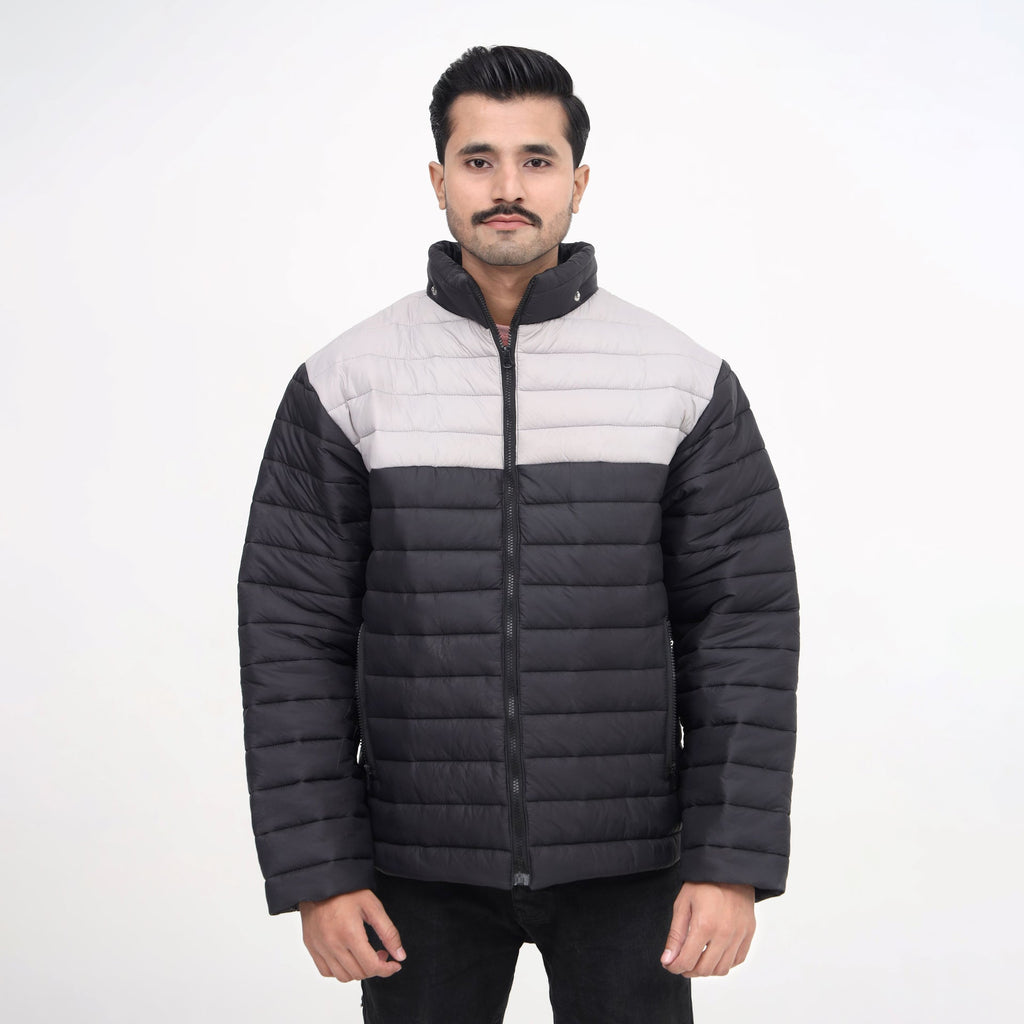 MetroSplit Quilted Puffer Jacket  – Gray & Black Urban Jacket