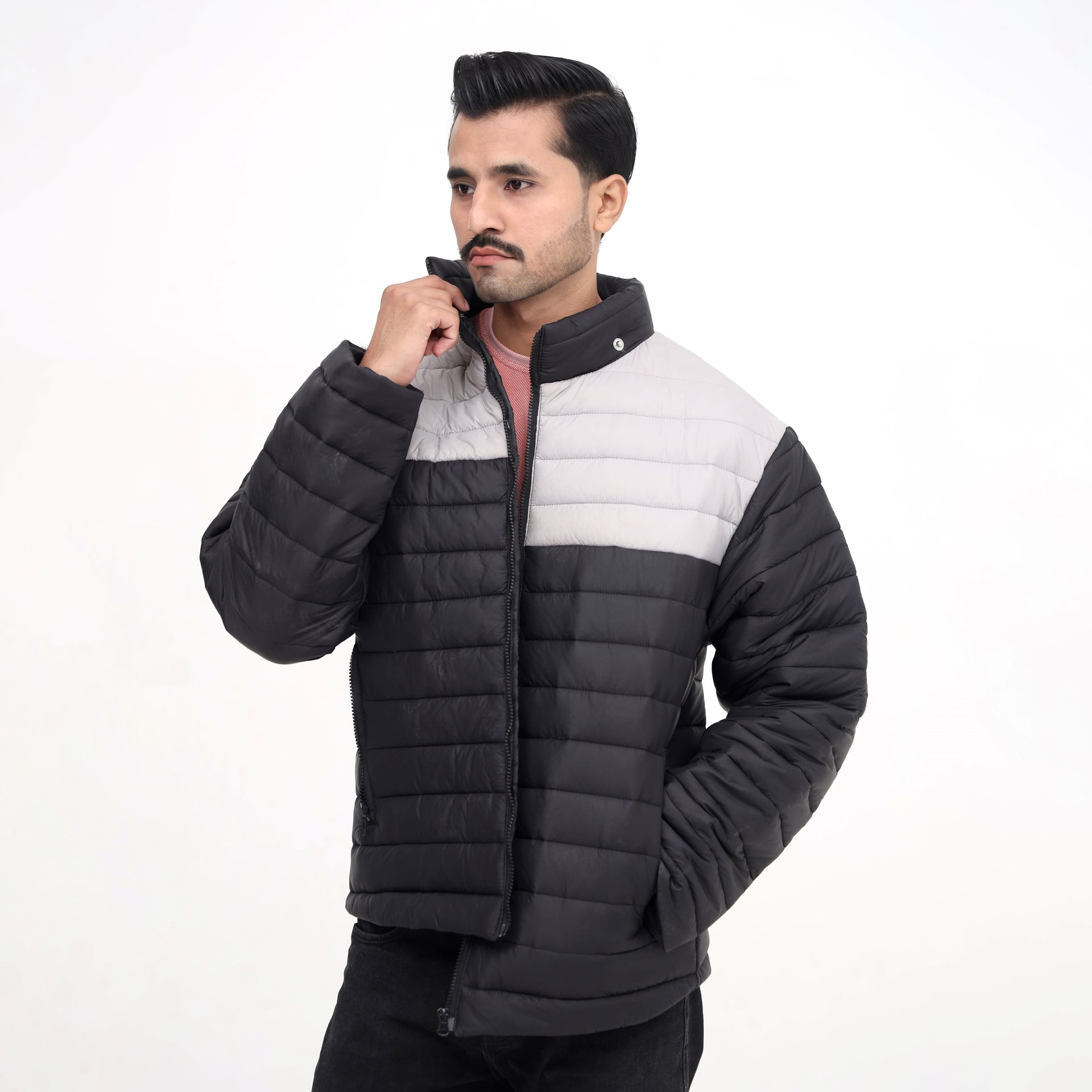 MetroSplit Quilted Puffer Jacket  – Gray & Black Urban Jacket