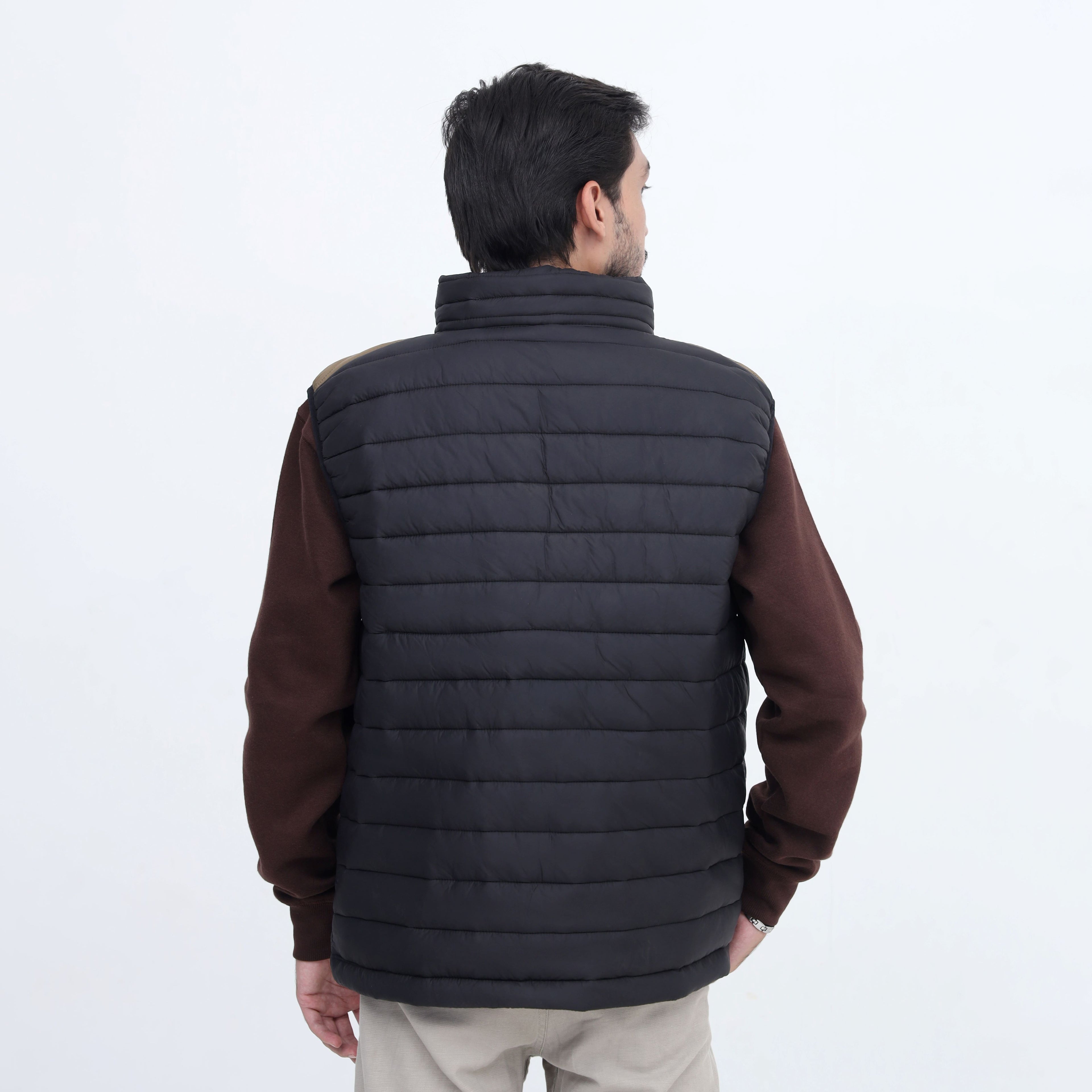 Hanzo SplitTone Quilted Puffer Jacket – Olive & Black Sleeveless Winter Jacket
