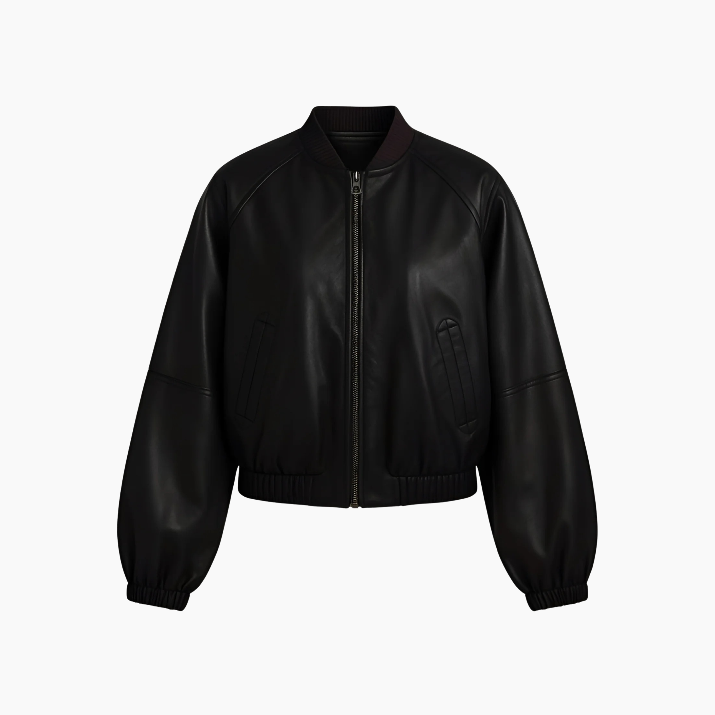 Women Luxurious Dark Plum Leather Bomber Jacket