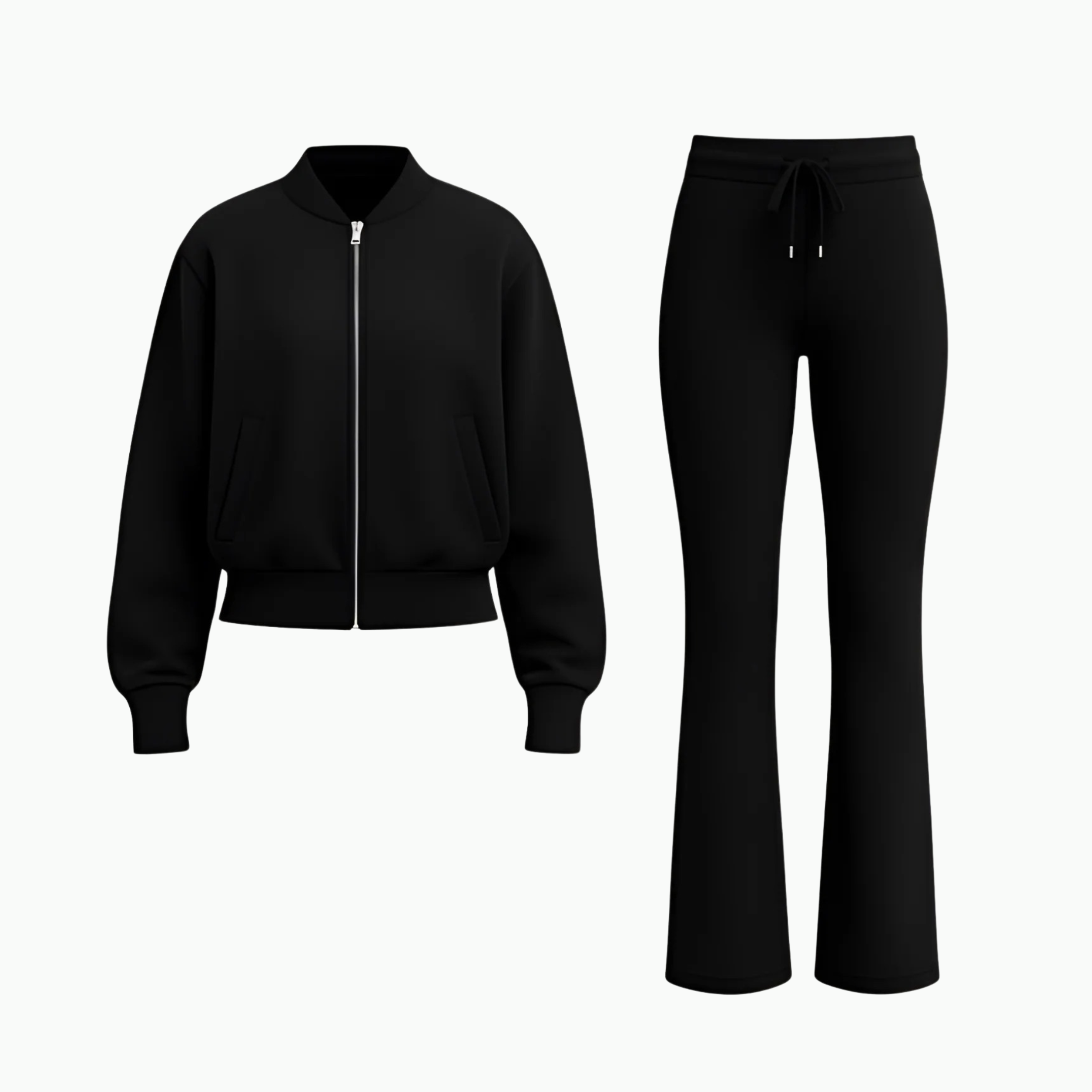 Premium Interlock Bomber Jacket & Flare Trousers Tracksuit