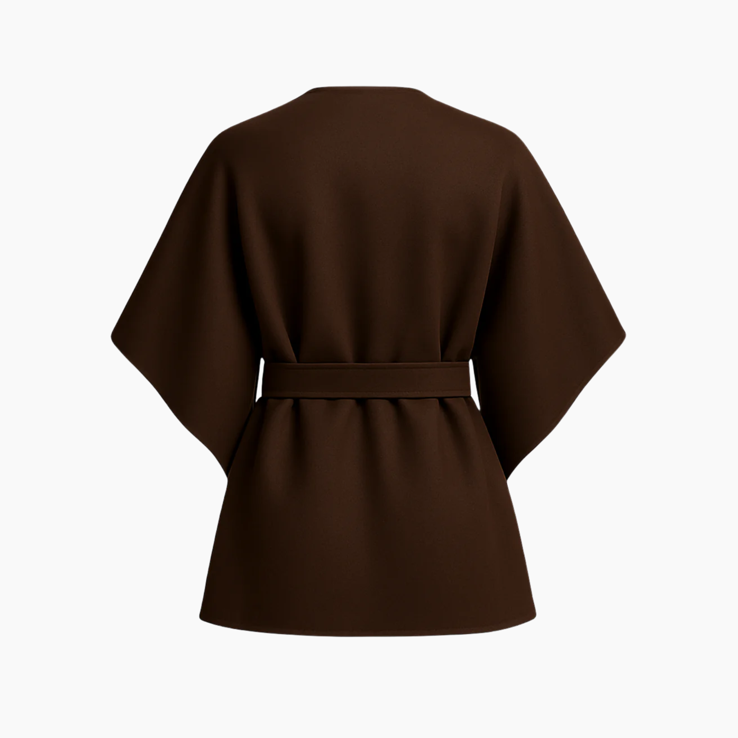 Women Brown Belted Cape Stylish Loose Fit Jacket