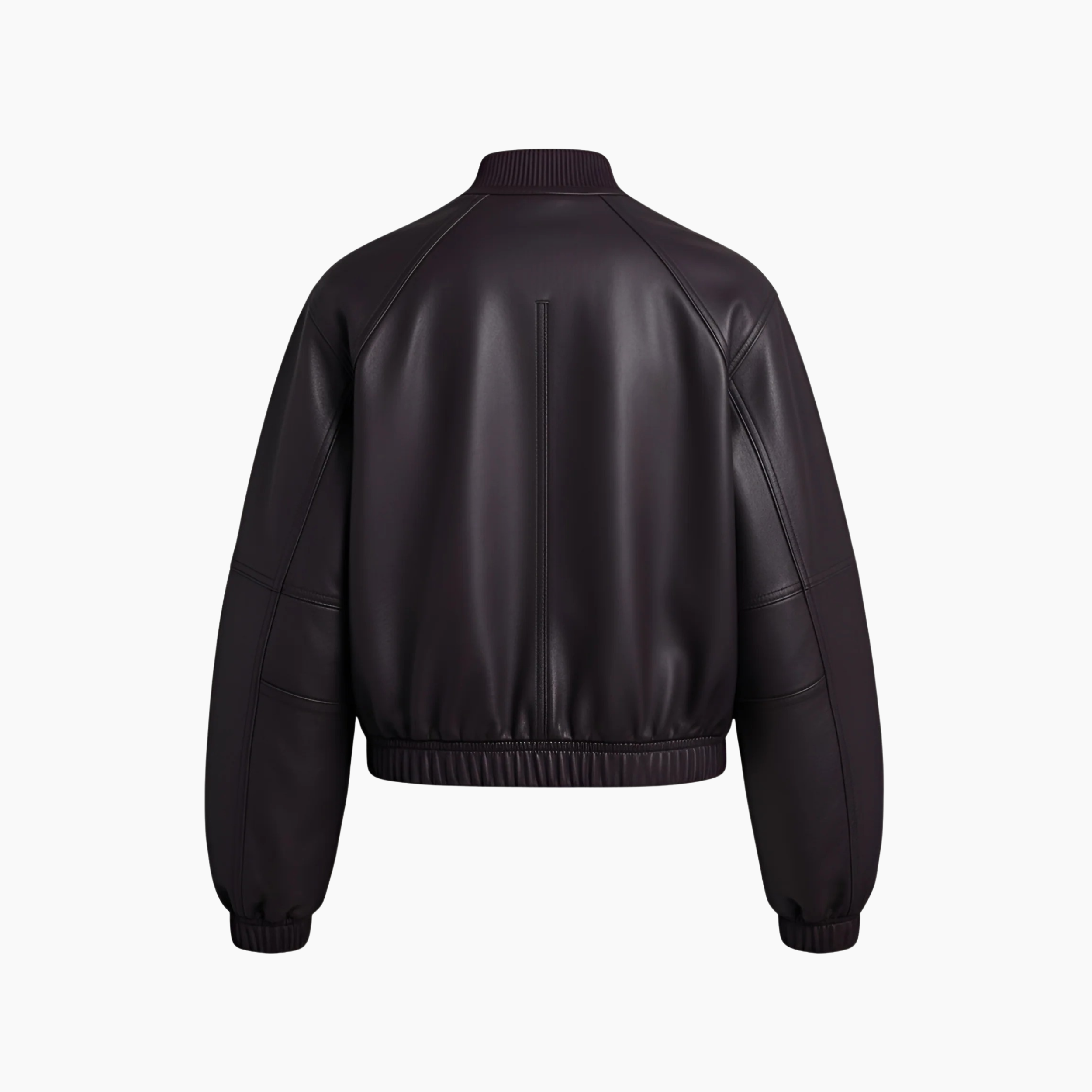 Women Luxurious Dark Plum Leather Bomber Jacket