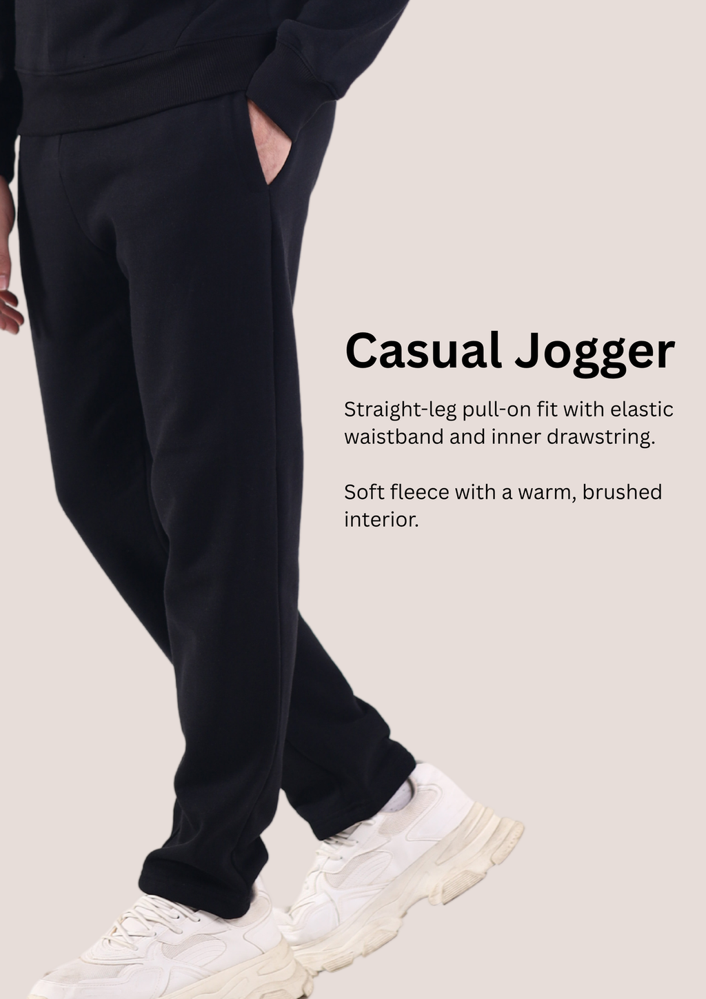 Men Open Hem Tracksuit Jogging Bottoms Fleece Sweatpants