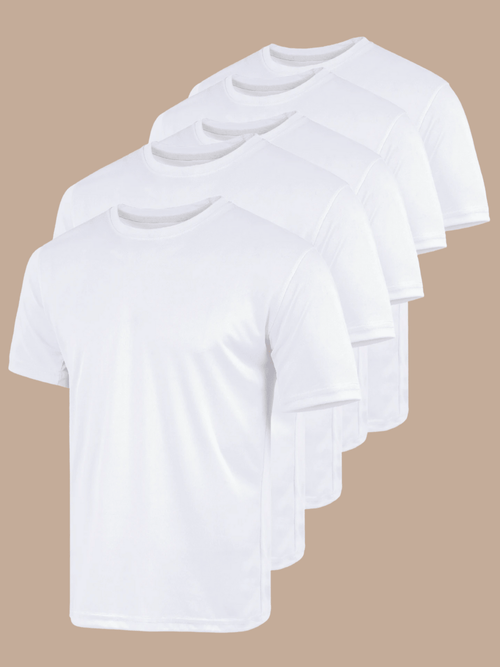 5 - Pack Men White Cotton Shirt - Super Soft White T-Shirt - Absanoh Pakistan