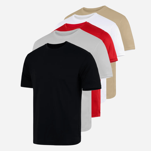 5 - Pack Multicolor Men Summer Cotton Shirt - Super Soft Plain Tees - Absanoh Pakistan