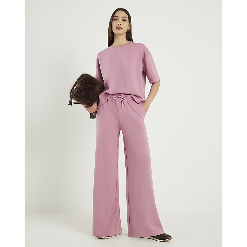 Elegant Pink Premium Wide Leg Joggers: Ultra-Comfortable, Stylish, and Versatile Loungewear