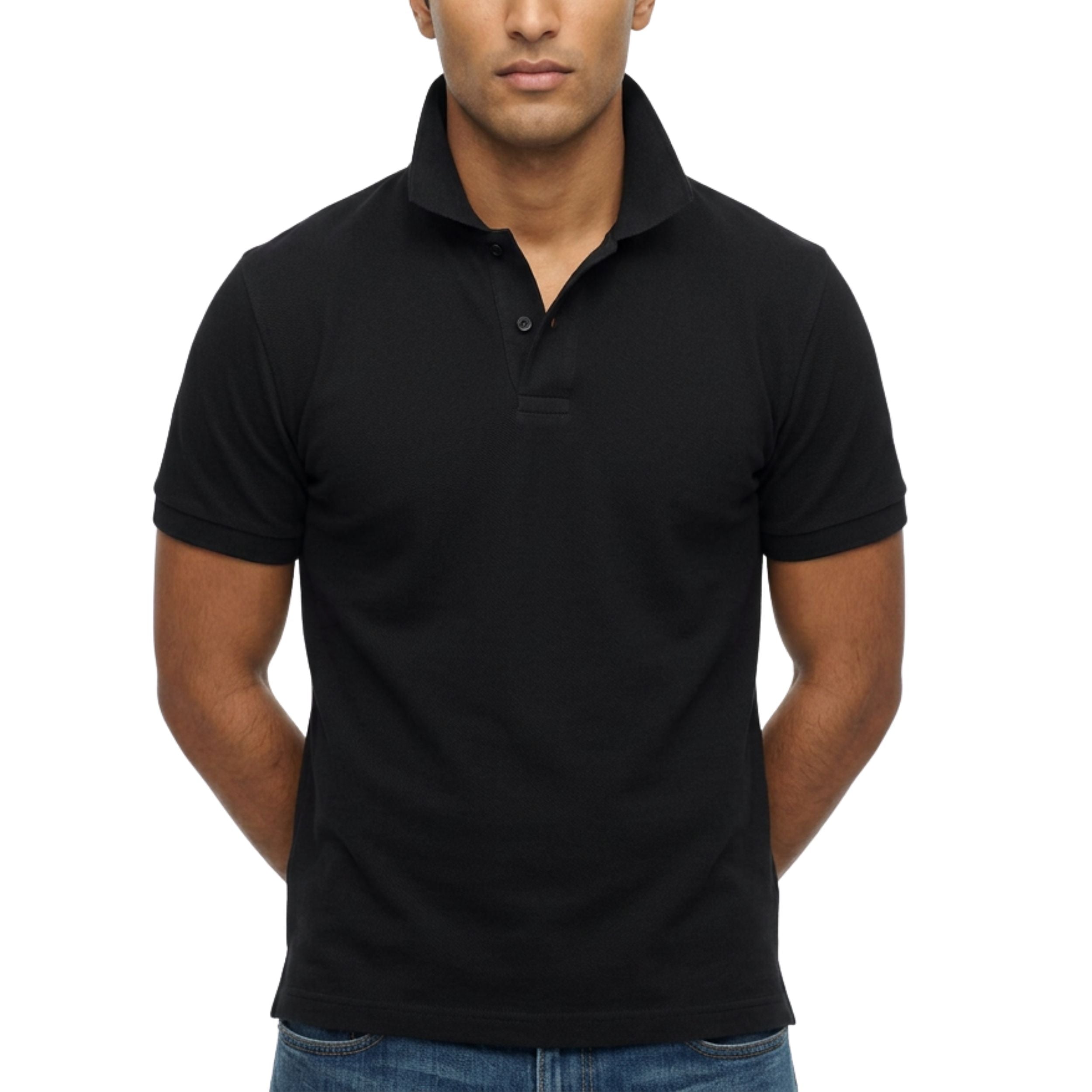 Classic Black Button Polo Shirt