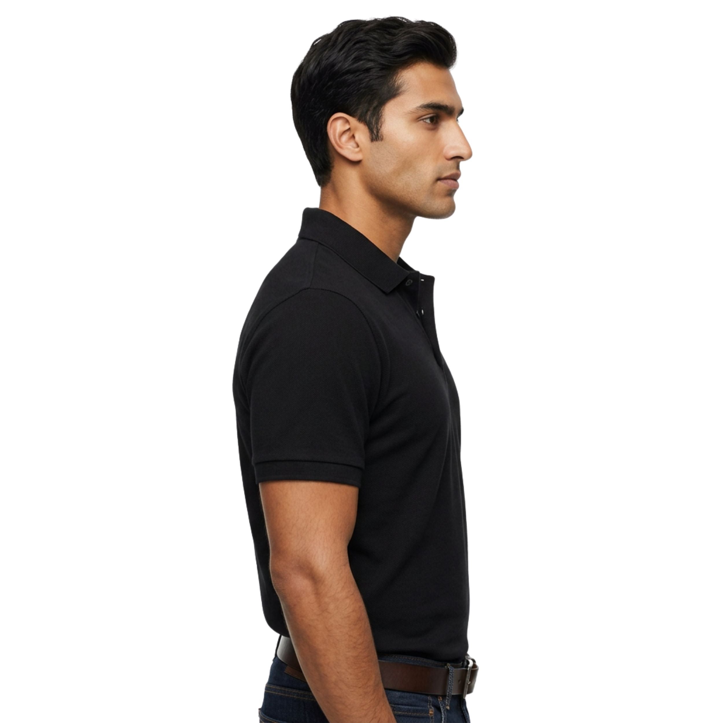 Classic Black Button Polo Shirt