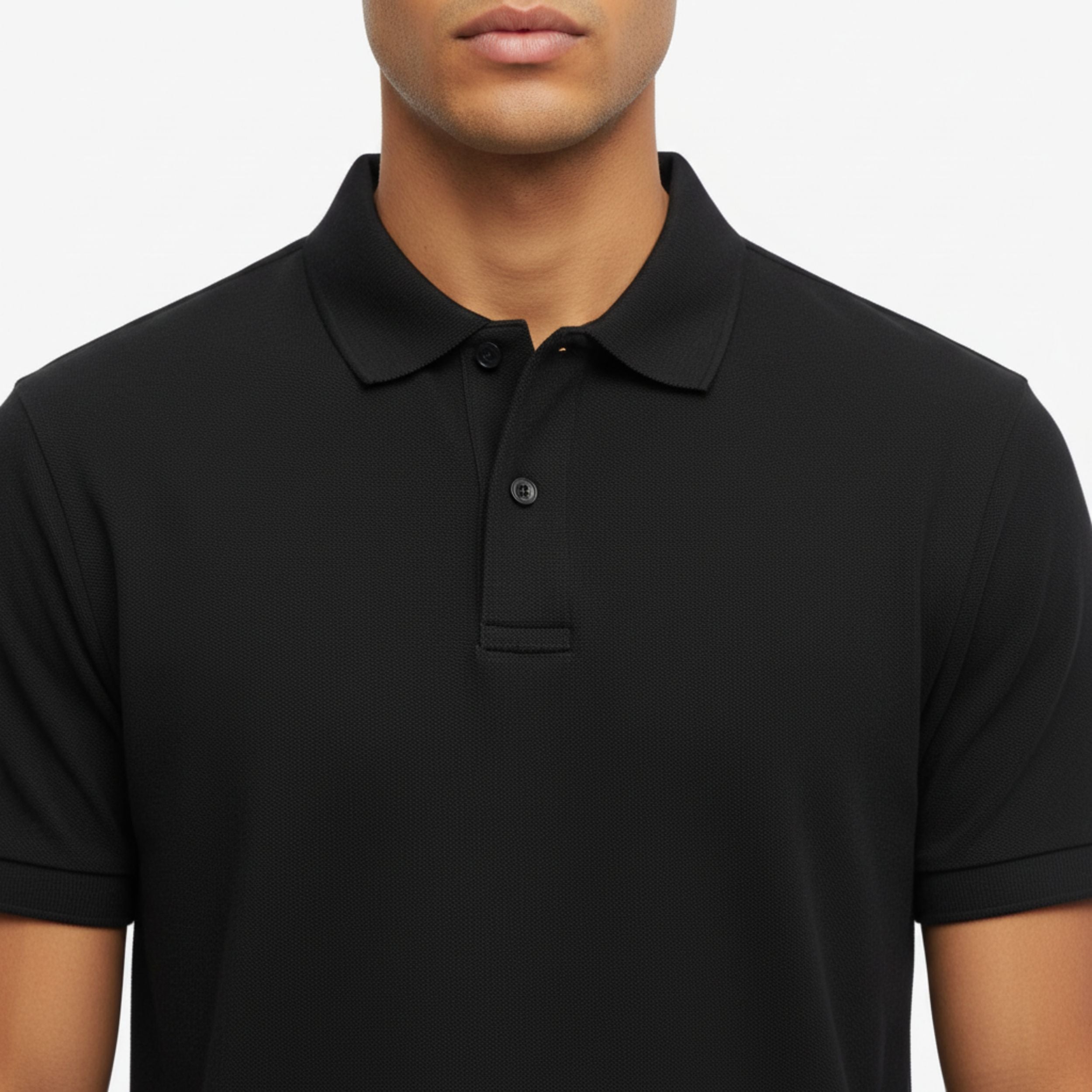 Classic Black Button Polo Shirt