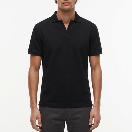 Johnny Collar Knit Black Polo Shirt