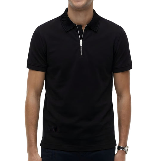 Signature Black Zip Polo Shirt.