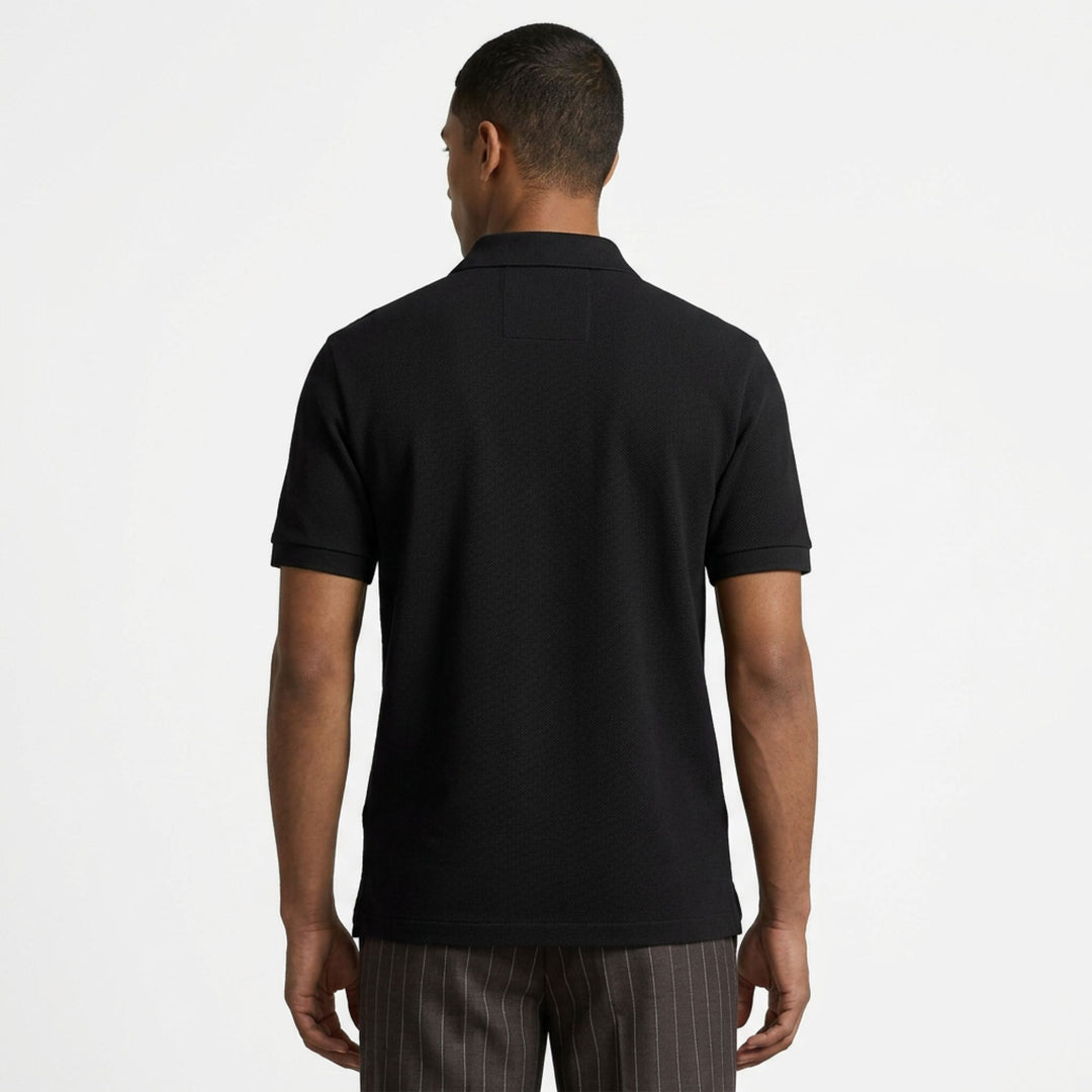 Extended Placket Heritage Black Polo Shirt