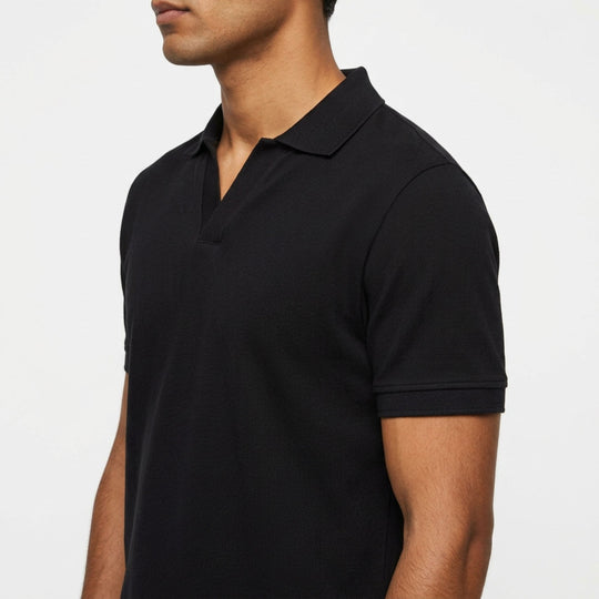 Johnny Collar Knit Black Polo Shirt