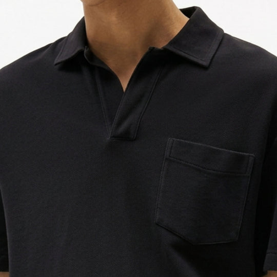 Buttonless Black Polo Shirt With Pocket