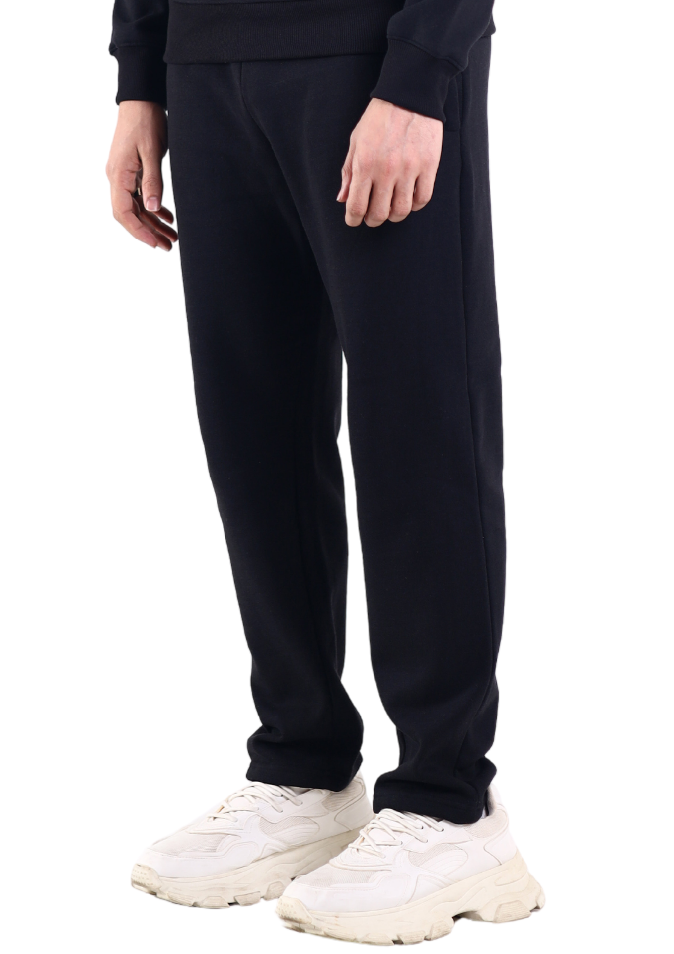 Black Open Hem Jogging Bottoms