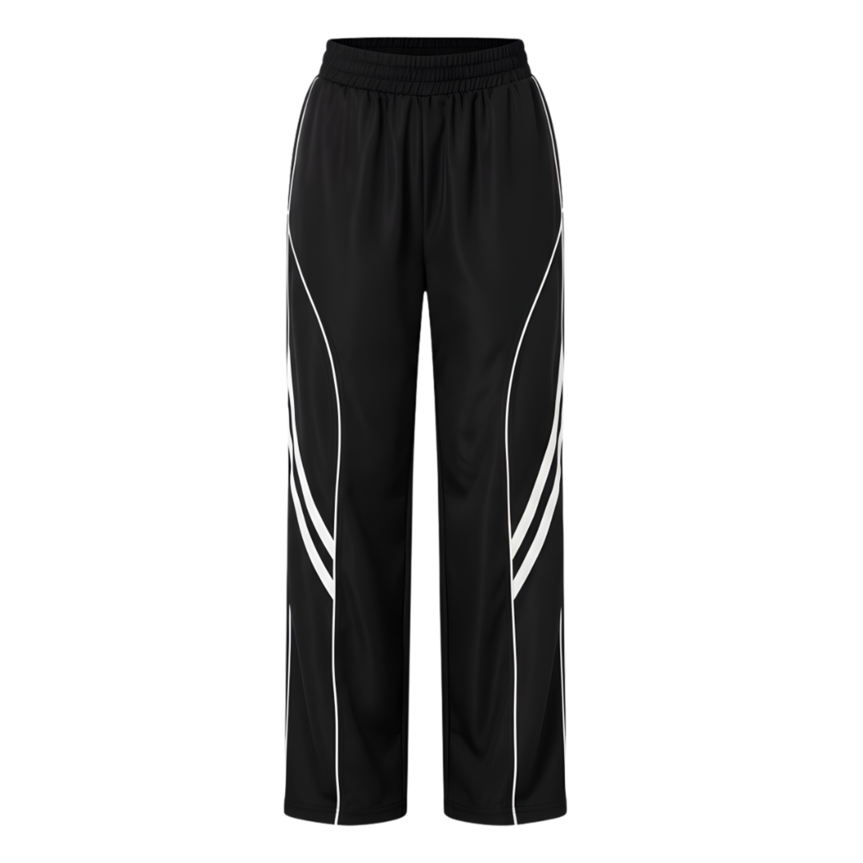 Black pants with white stripes on a white background