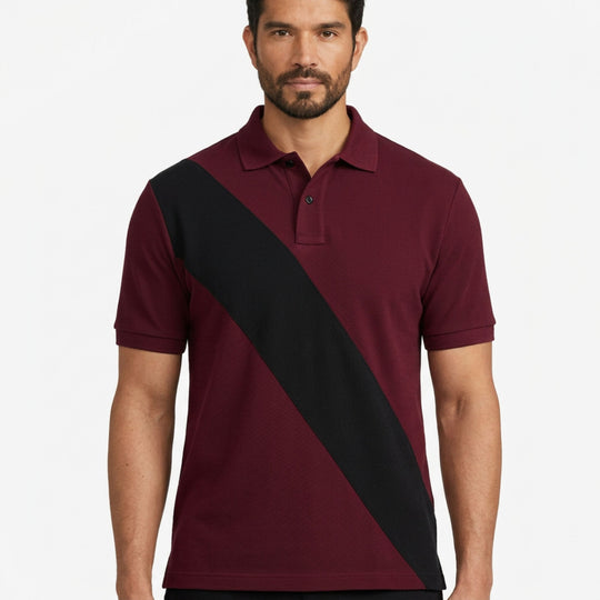 Double Stripe Maroon Polo Shirt