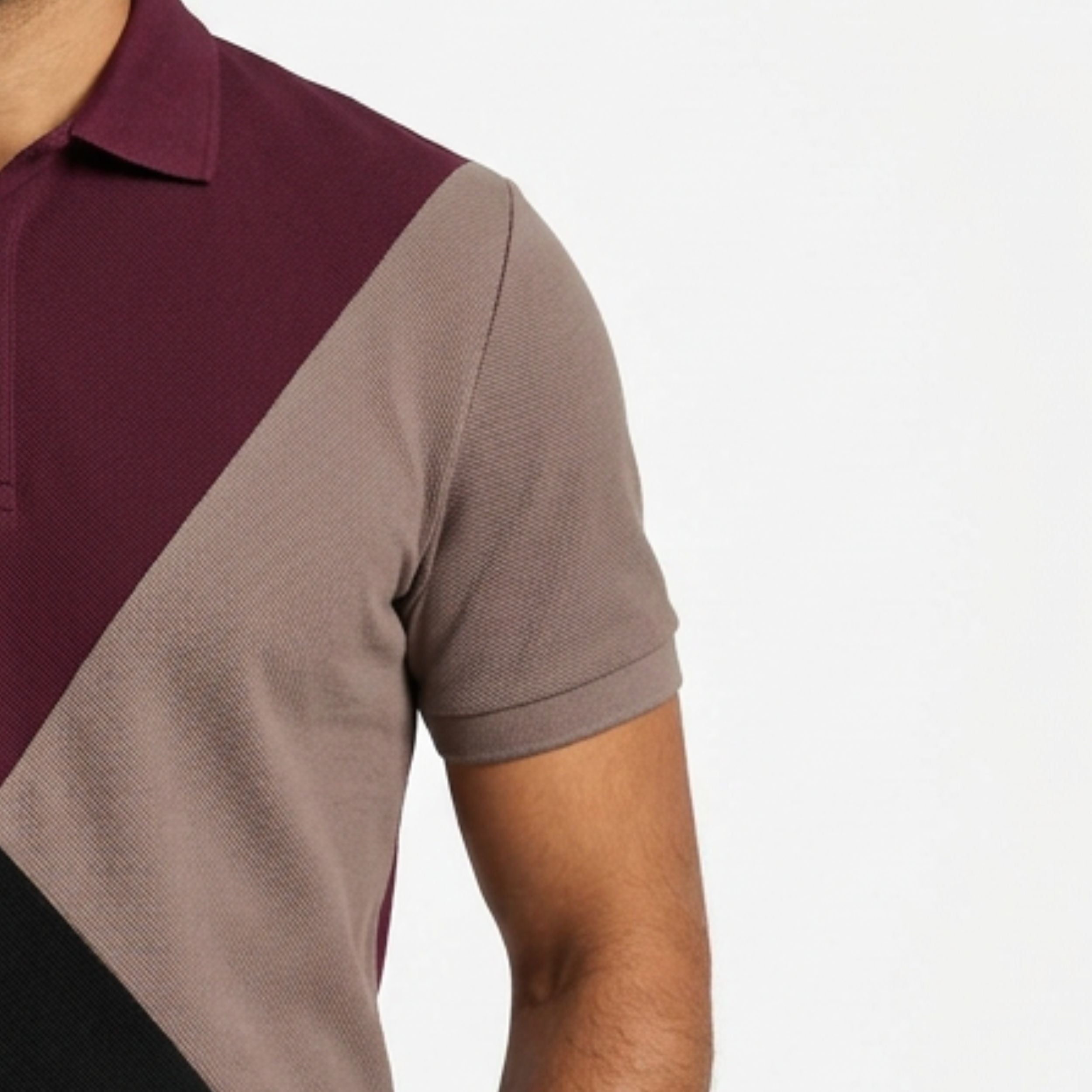 Tri Colour Panelled Polo Shirt
