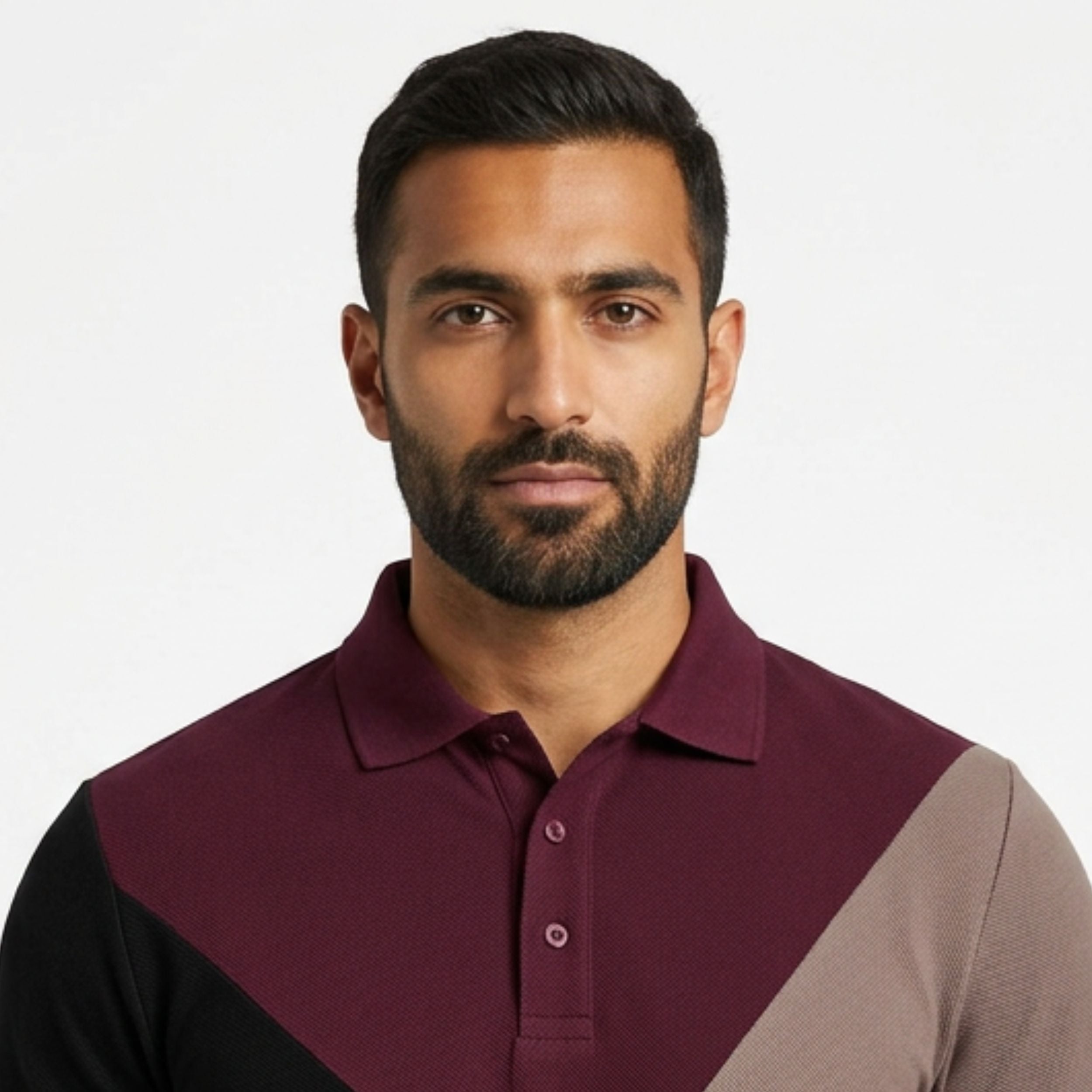 Tri Colour Panelled Polo Shirt