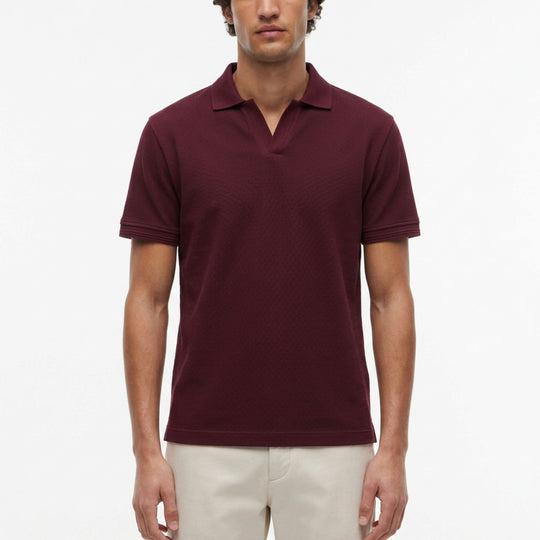 Johnny Collar Knit Burgundy Polo Shirt