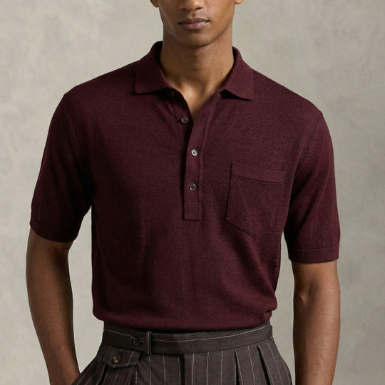 Extended Placket Heritage Maroon Polo Shirt