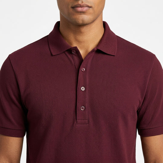 Extended Placket Heritage Maroon Polo Shirt