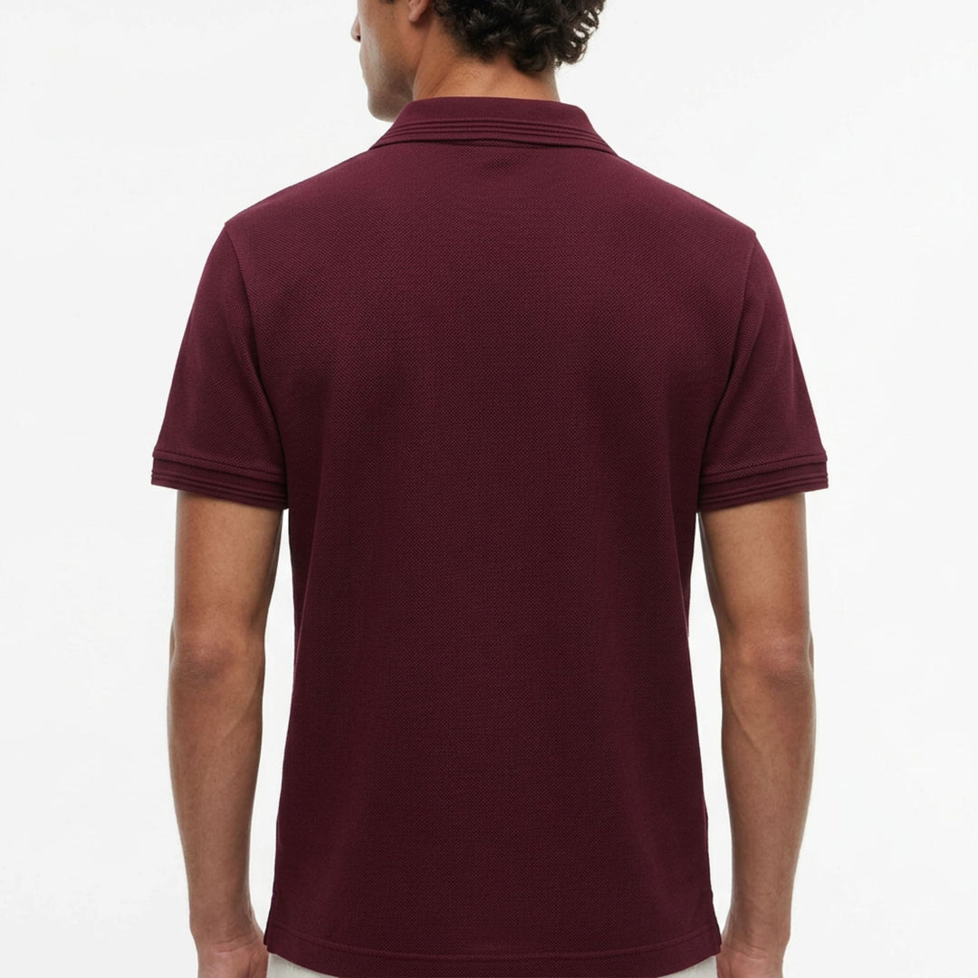 Johnny Collar Knit Burgundy Polo Shirt
