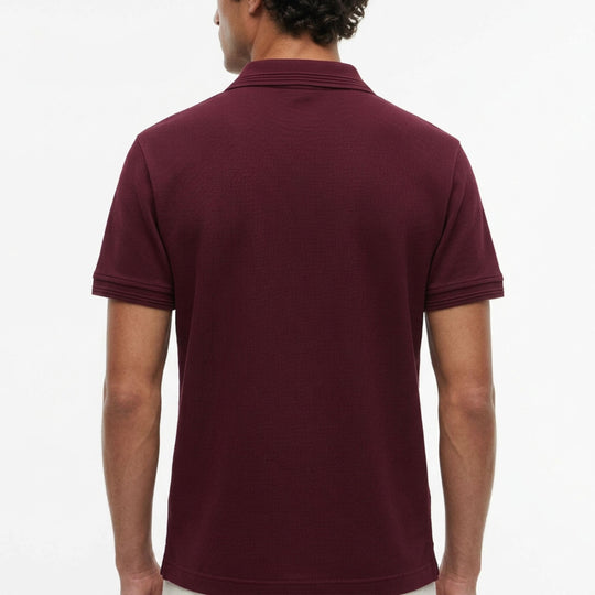 Johnny Collar Knit Burgundy Polo Shirt