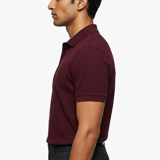 Extended Placket Heritage Maroon Polo Shirt
