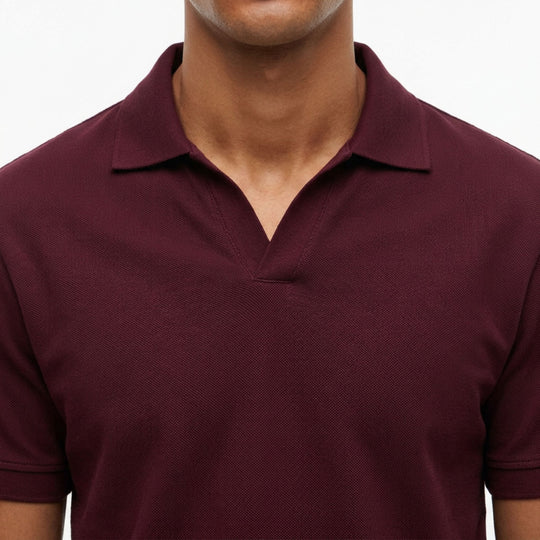 Johnny Collar Knit Burgundy Polo Shirt