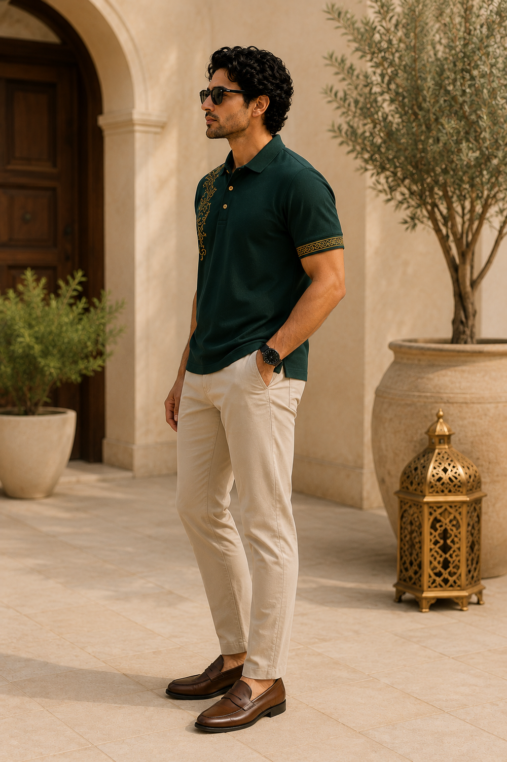 Royal Scroll Evergreen Polo Shirt