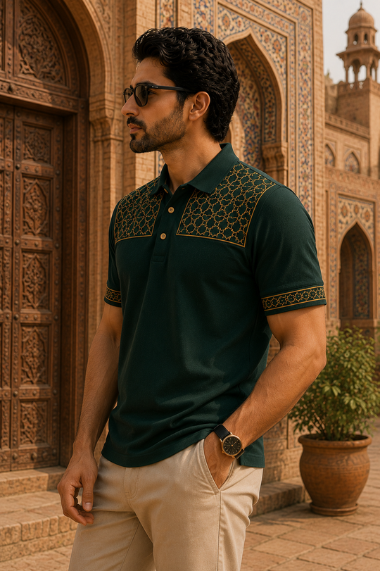 Mashrabiya Dark Green Polo Shirt