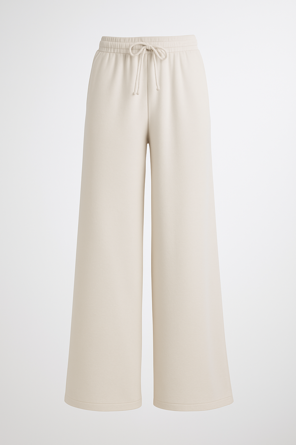 Cream Premium High-Waisted Wide Leg Joggers