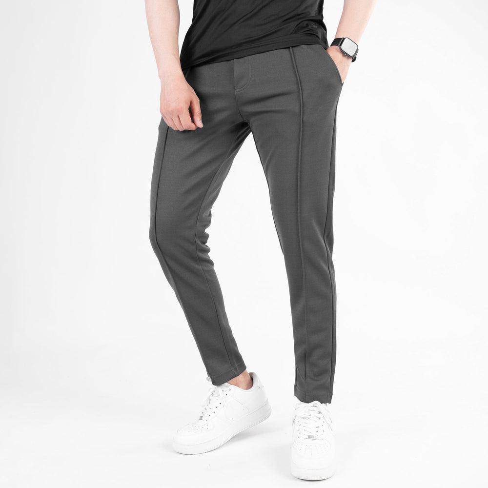 Premium Fitted Front Stitch Pants (Dark Gray)