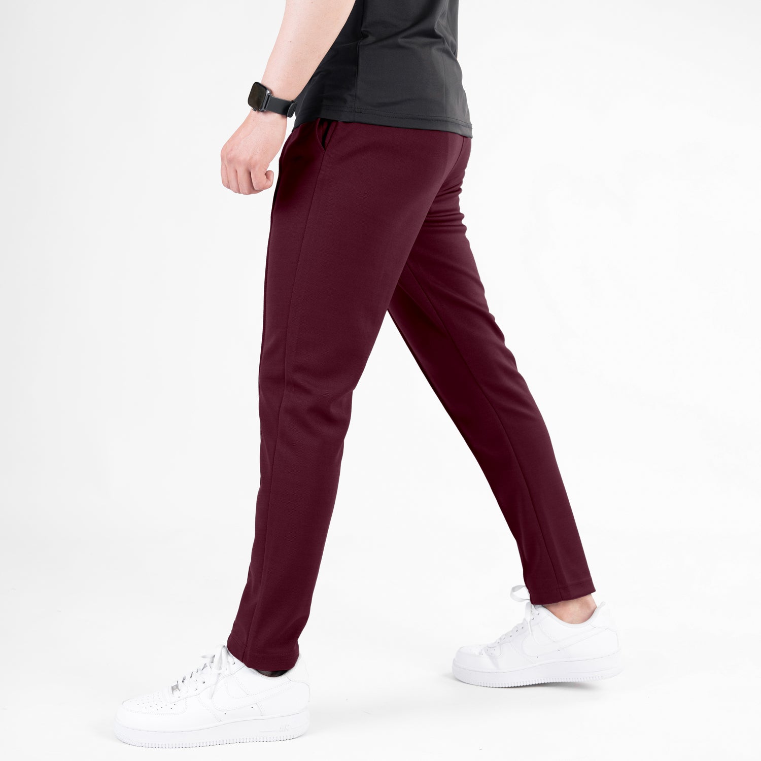 Premium Fitted Front Stitch Pants (Maroon)