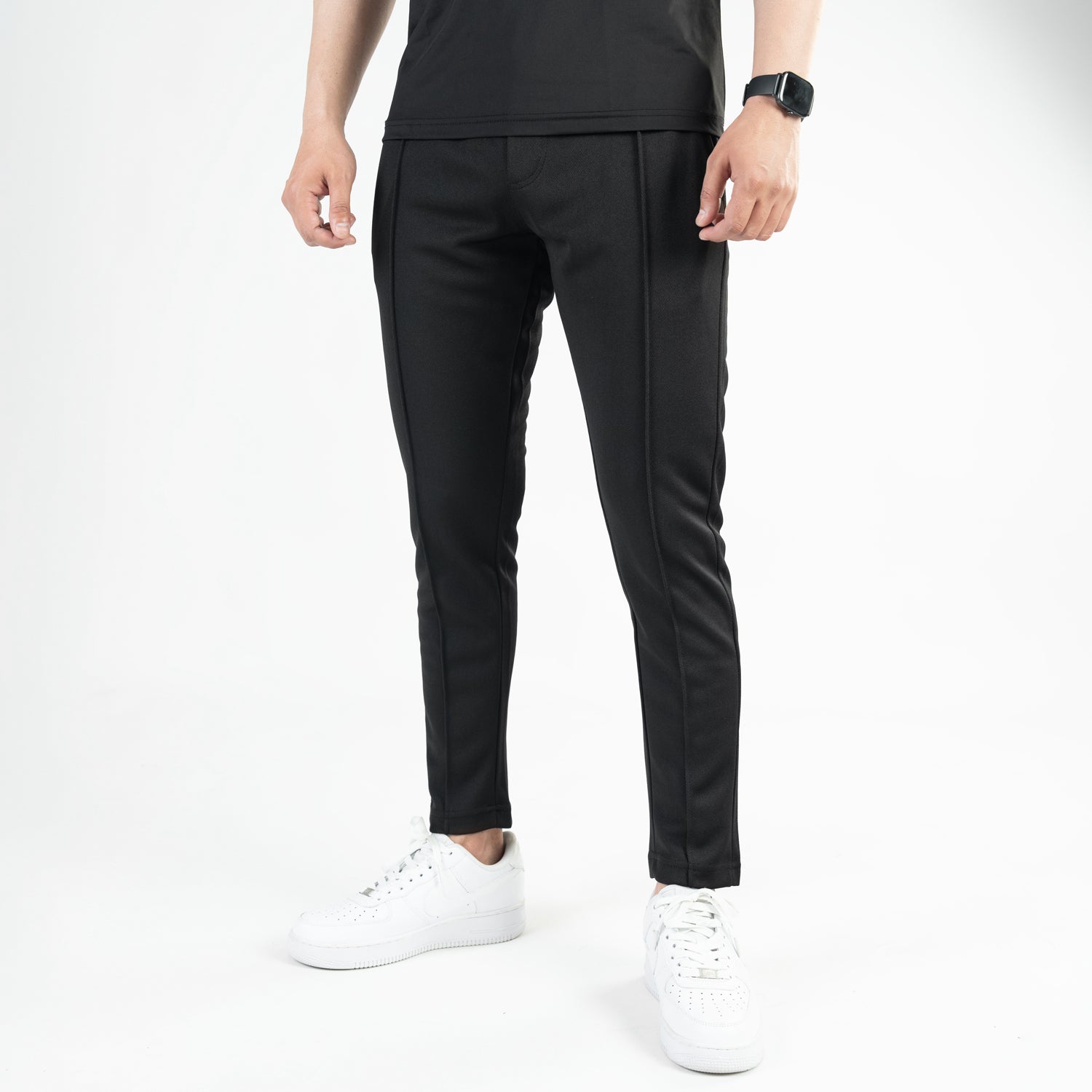 Premium Fitted Front Stitch Pants (Black)