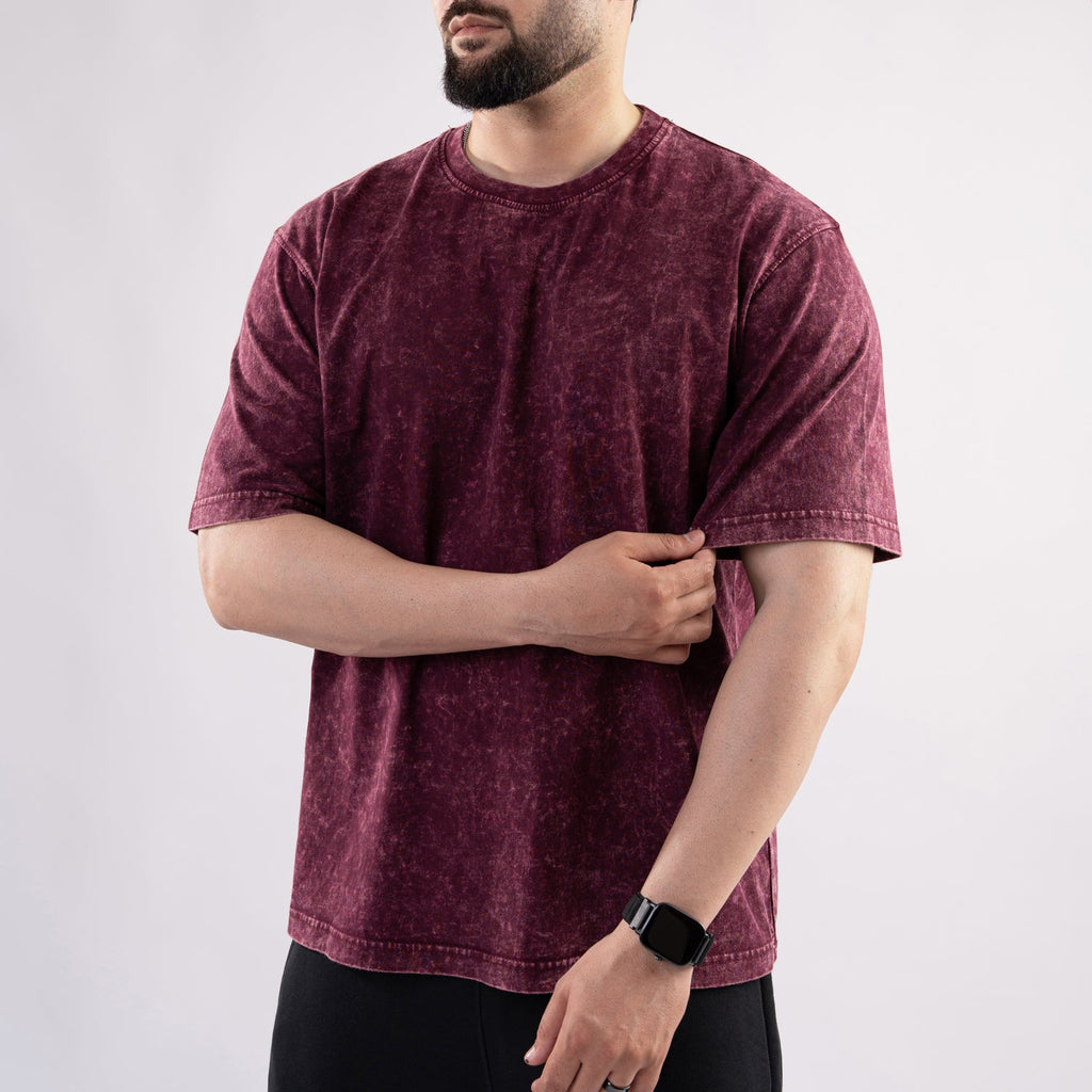 Maroon Acid Wash Oversize T-Shirt