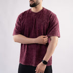 Maroon Acid Wash Oversize T-Shirt