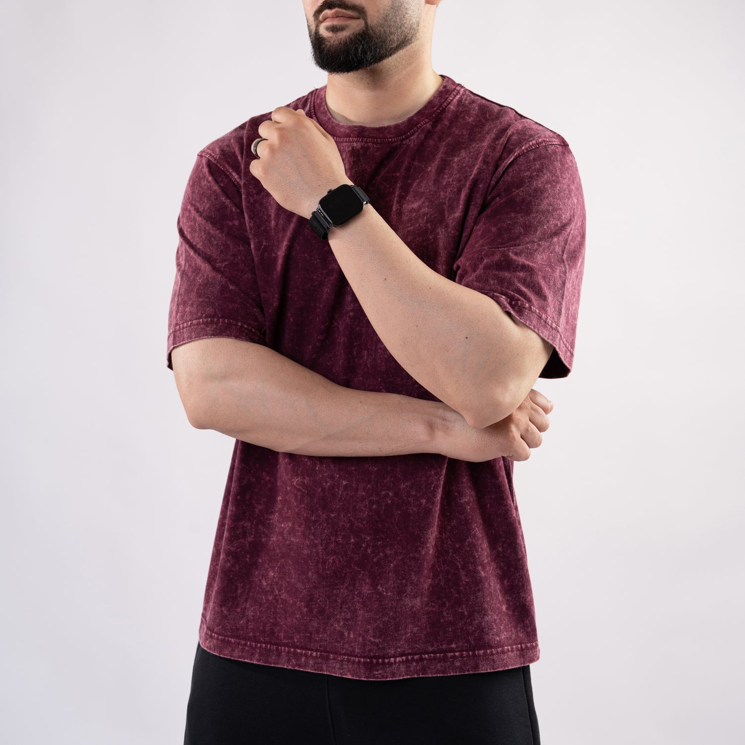 Maroon Acid Wash Oversize T-Shirt