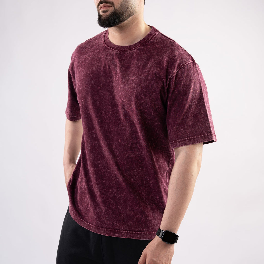 Maroon Acid Wash Oversize T-Shirt