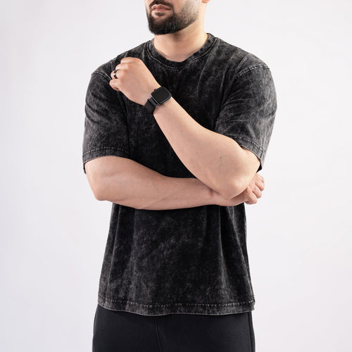 Black Acid Wash Oversize T-Shirt
