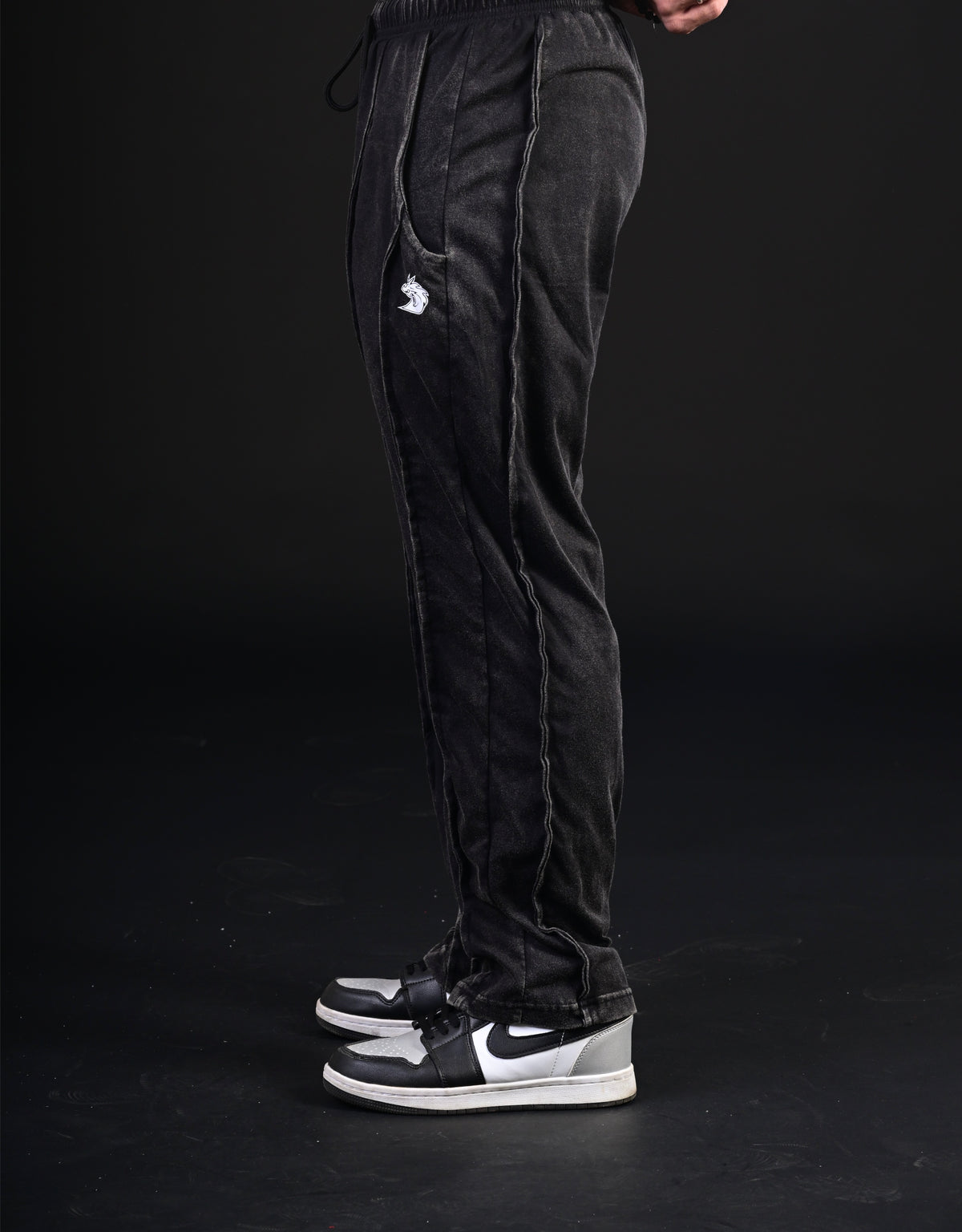Jet Black Acid Wash Baggy Trouser