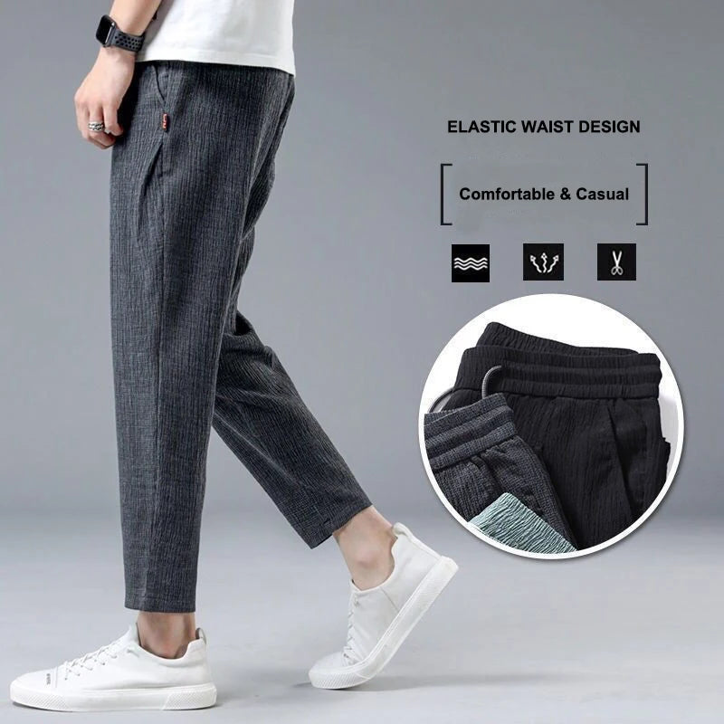 Ice Silk Man Jogger Linen Pants