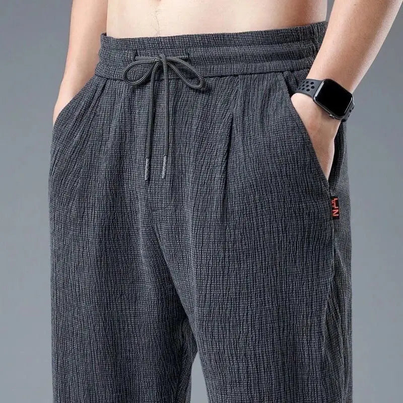 Ice Silk Man Jogger Linen Pants