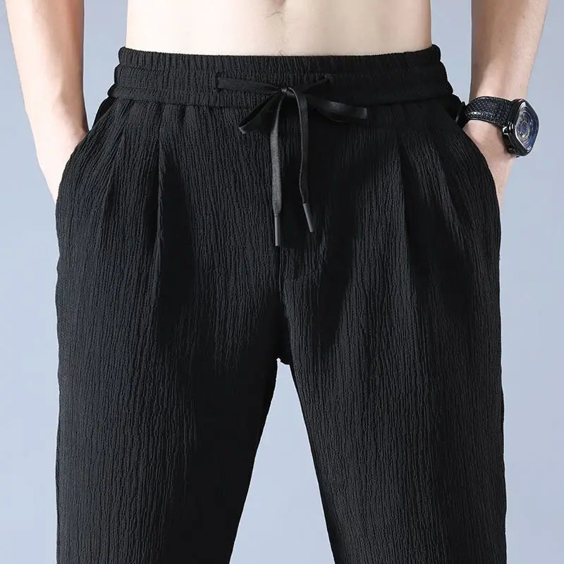 Ice Silk Man Jogger Linen Pants